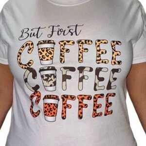 Handmade💋 Womans iced coffee tee shirt “But first Coffee